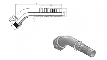 ORFS 1.3/16"-12/45-12 int DN20